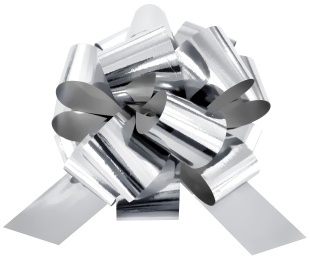 Бант Шар, Серебро, Металлик, 13 см, 1 шт. в упак. 